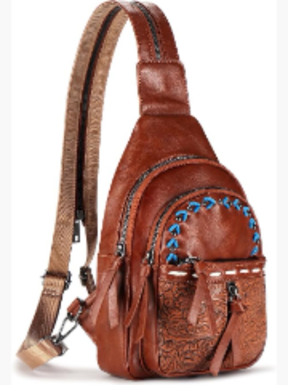 Vintage Faux Leather Sling Crossbody Bag Adjustable Strap Travel Anti-Theft